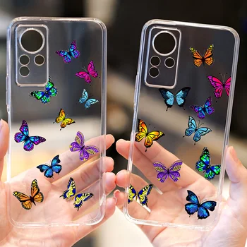 Красивый красочный чехол-бабочка для телефона Infinix Hot 12 Hot 12i Smart 6 Note 11 10 Pro Soft TPU Прозрачный чехол для милых животных