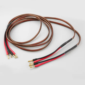 HiFi Позолоченный акустический кабель Высококачественная акустическая система 4N Бескислородная чистая медь с банановым штекером (один кабель для 1 динамика)