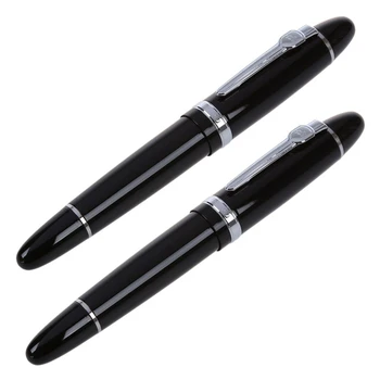 2X 159 Черный и серебряный перо M Перьевая ручка толстая для подарков Украшения США