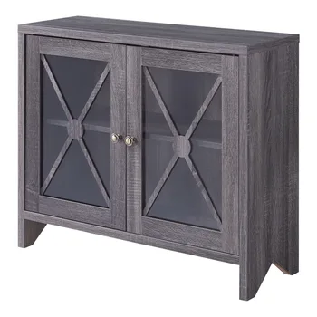 Мебель Америки Tylin 2-полочный акцентный шкаф, серый сервант шкаф для хранения комод для спальни