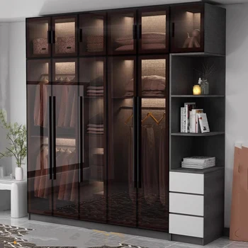 Простые шкафы для хранения Деревянные комоды Органайзер Вешалка для одежды Шкафы-купе Nordic Bedroom Mueble Para Colgar Ropa Мебель для дома