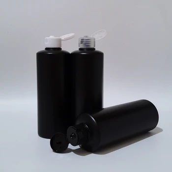 20 шт. 300 мл Empry Flip Top Cap Черные бутылки HDPE для шампуня Гель для душа Жидкое мыло Пластиковый контейнер Косметическая упаковка