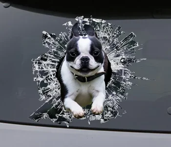 НАКЛЕЙКА, наклейка на окно бостонского терьера, наклейка на машину, наклейка на машину для домашних животных, забавная наклейка