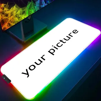 Полностью белый коврик для мыши большого размера RGB коврик для игры Игровой плеер Специальный светодиодный светящийся Личность Изображение Пользовательский розовый настольный коврик для ПК DIY XL