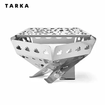 TARKA Съемная платформа для сжигания Дровяная печь Складные стойки для костра Угольный гриль Барбекю Вечеринка Кемпинг Печь из нержавеющей стали