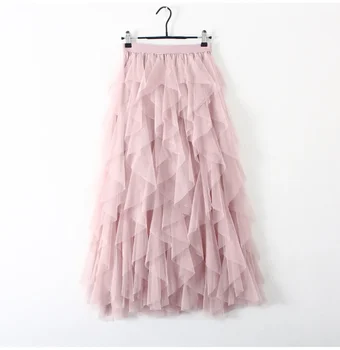 Полуюбка из тюля Женская мода 2022 Симпатичная розовая плиссированная короткая юбка с высокой талией Сетчатая женская эстетическая плиссированная юбка Faldas