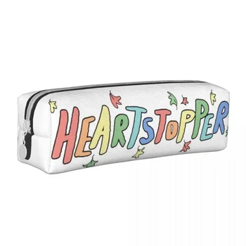 Цвет квадратного пенала Heartstopper сердце любовь логотип милый комикс для ребенка начальная школа кожаная коробка для карандаша симпатичная ручка сумка