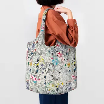 Bauhaus Color Block Геометрическая линия Современная холщовая сумка для покупок Женская прочная продуктовая минималистичная сумка для покупок большой емкости