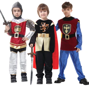 Карнавал Средневековый Римский Королевский Рыцарь-Воин С Плащом Косплей Костюм Для Мальчика Подарок На Вечеринку