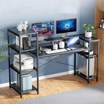  Компьютерный стол с полками для хранения Мебель Офисные аксессуары для письменного стола Pliante Комнаты Столы Чтение Игры Изучение Ноутбук