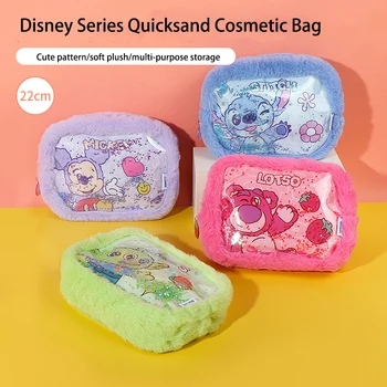 Новая косметичка Disney Stitch Творчество Lotso Зыбучие пески Сумка для хранения Kawaii Портативный плюшевый кошелек Микки Подарок для девушки на фестивале