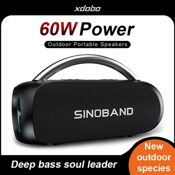 XDOBO SINOBAND Youth 60 Вт Портативный Bluetooth-динамик 360 Стерео Мощный беспроводной сабвуфер TWS Звуковая коробка Водонепроницаемый музыкальный плеер