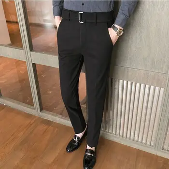 2023 Осень Зима Мужчины Новые шерстяные брюки с высокой талией Мужские однотонные деловые повседневные брюки Мужчины Slim Fit Костюм Брюки P430