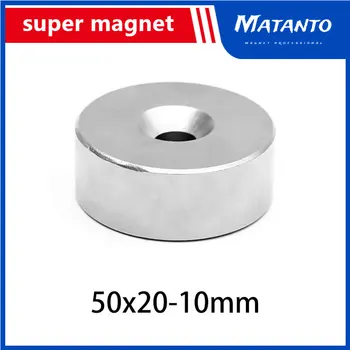 1PC 50x20-10 мм Неодимовый магнит 50 мм x 20 мм Отверстие 10 мм N35 Круглый сверхмощный сильный постоянный магнитный диск