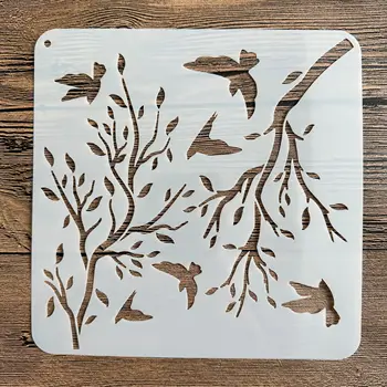 20*20 см DIY форма мандалы для росписи трафареты штампованный фотоальбом тисненая бумажная карта по дереву, ткань стена ветки птицы