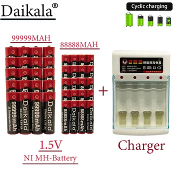 AA Батарея AAA 2023NEW Аккумуляторная батарея высокой емкости 1,5 В AA99999MAH AAA88888MAH + зарядное устройство, подходящая для дистанционного управления