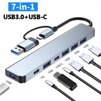 USB C Hub Type C To HDM-совместимый RJ45 5 6 8 11 портов Док-станция с PD TF SD AUX USB Hub 3 0 Разветвитель для MacBook Air PC HUB