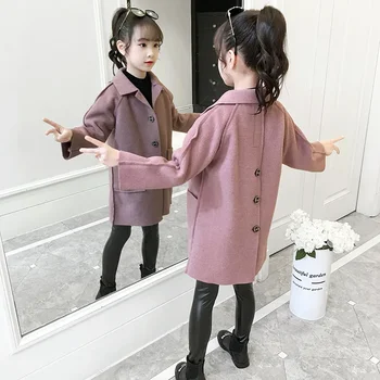 Куртка для девочек Двустороннее шерстяное пальто Новая весна Осень Детские шерстяные куртки Корейская мода Детская одежда для девочек Верхняя одежда