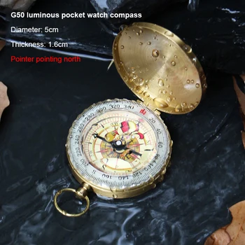  Походный латунный компас для выживания Портативные карманные часы Тип Кемпинговый компас На открытом воздухе Путешествия Тактический инструмент со светящимся водонепроницаемым