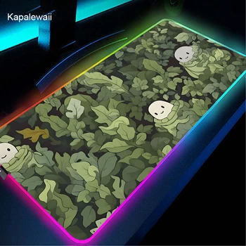 RGB Kawaii Аниме Коврик для мыши Японское искусство Светодиодное освещение Настольный коврик Натуральный каучуковый коврик для мыши Красочные светящиеся коврики Офисный стол Коврик
