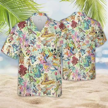 Самая волшебная гавайская рубашка Disney Самая волшебная гавайская рубашка Мужская женская рубашка Disney Castle Гавайская рубашка DisneyWorld Pooh And Friends