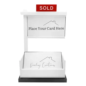 Real Estates Card Display Деревянная подставка для визитных карточек 3,5 x 2 дюйма Настольный деревянный держатель с проданным знаком для мужчин