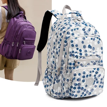  Очень большой качественный женский рюкзак Школа Нейлон Дорожный рюкзак Девушки Цветочный принт Сумка Женская походная спортивная сумка на открытом воздухе